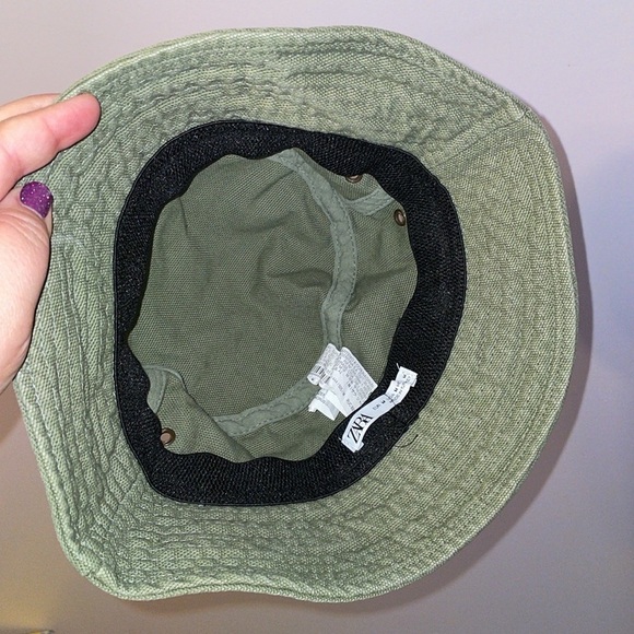 Zara Green Cotton Canvas Bucket Hat size M - Picture 8 of 14